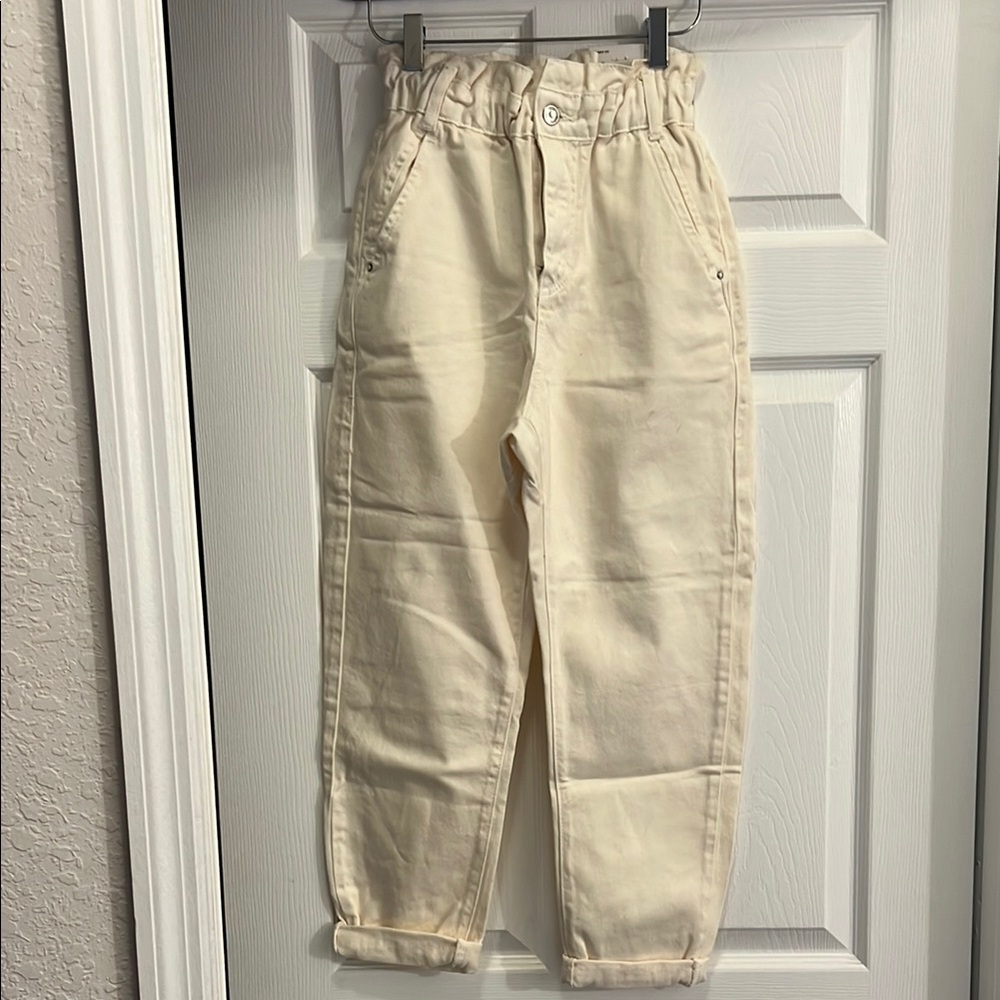 Zara Cream Elastic Waist Pants